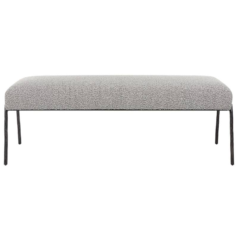 Uttermost 23685 Jacobsen 56" Wide Iron Framed Fabric Bench - Gray