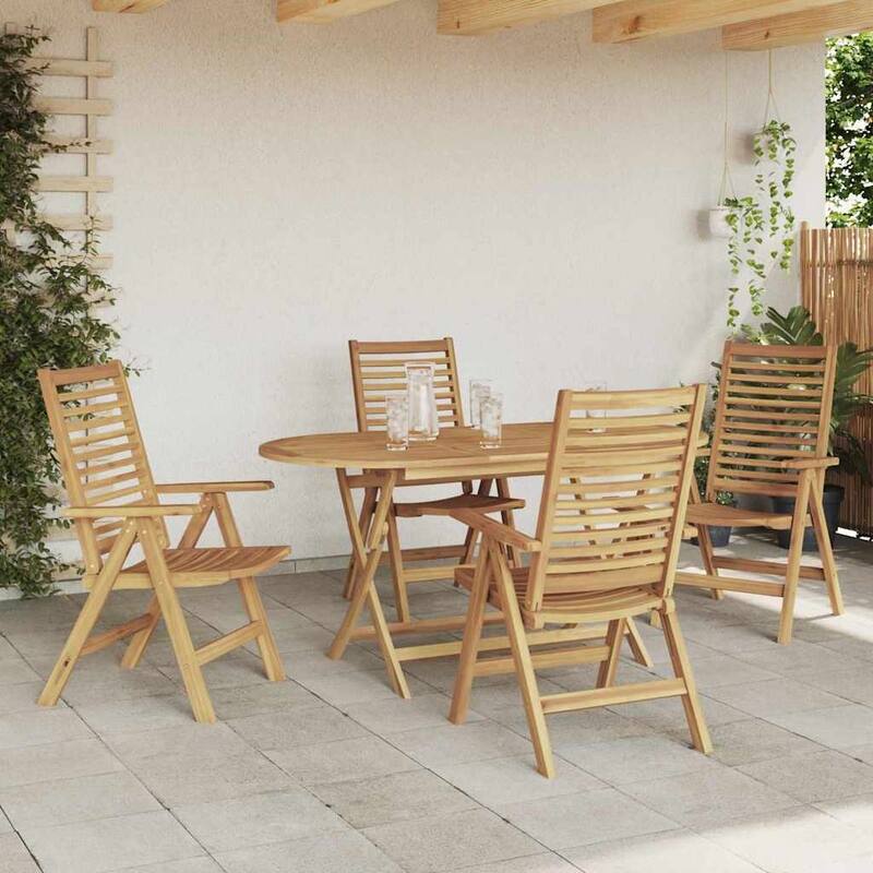 vidaXL Garden Chairs Foldable 4 pcs Solid Teak Wood - 52 x 64.5 x 108 cm