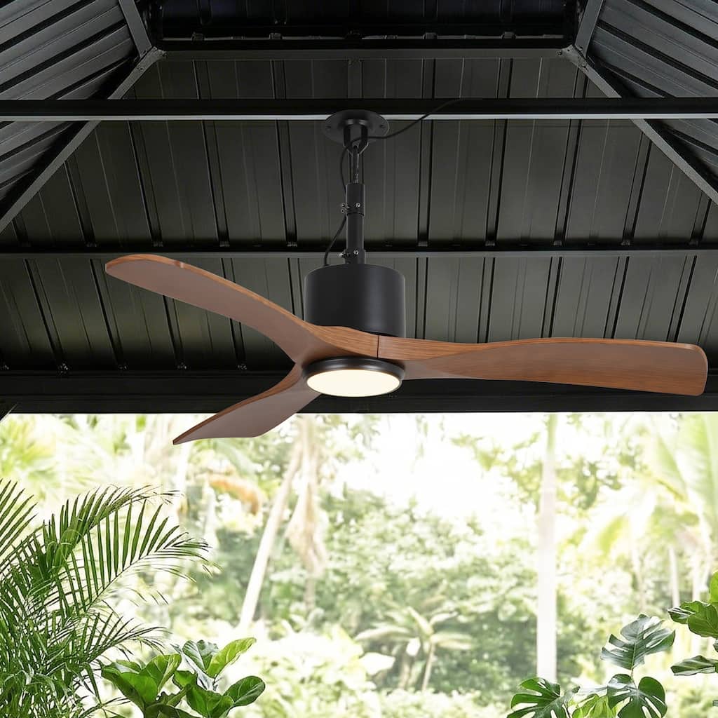42" Walnut Waterproof Wet Rated Outdoor Gazebo Ceiling Fan with Light and Remote