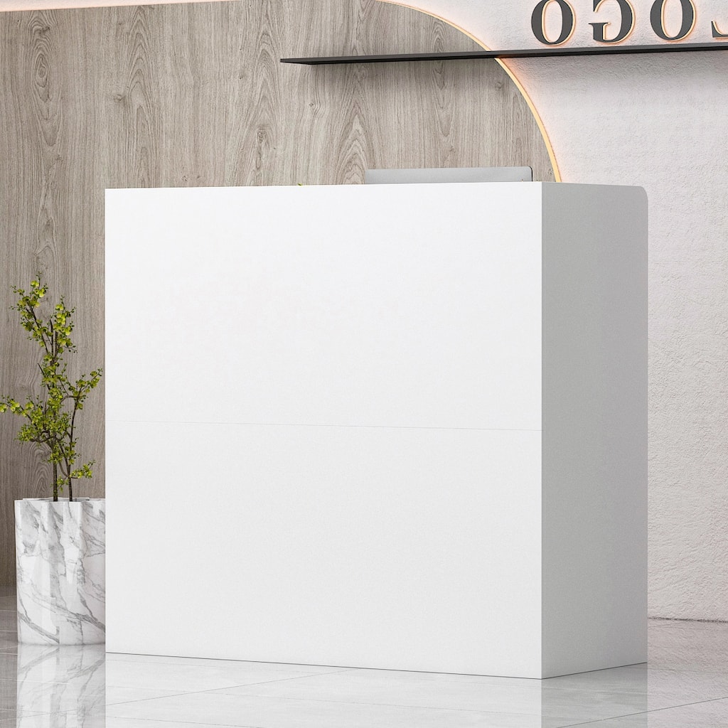 47.2" Reception Desk Counter Lockable Storage Reception Table Working