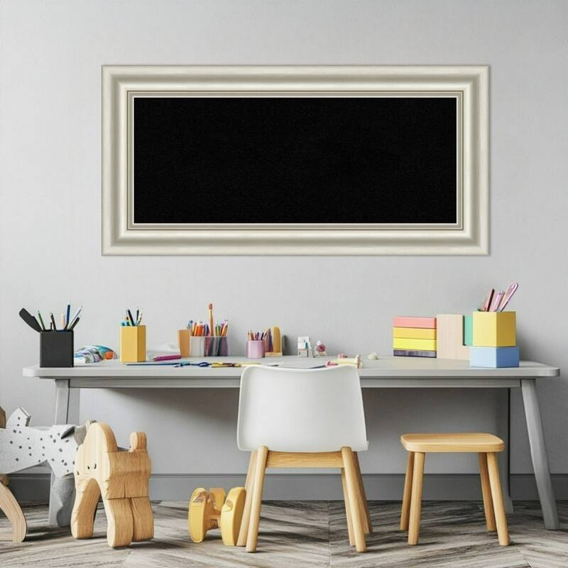 Sophia Silver Framed Cork Board - Bulletin Board, Organization Board, Pin Board