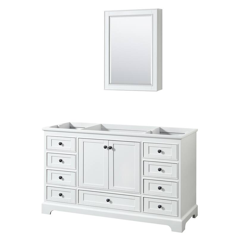 Wyndham Collection Deborah 59-1/4" Free Standing Single Wood Vanity - White / Matte Black Hardware