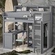 preview thumbnail 1 of 14, Elegant Sturdy Wood Twin Loft bed with Multiple Storage Shelves and Wardrobe, Built-in desk and Full-length Guardrails, Gray Grey