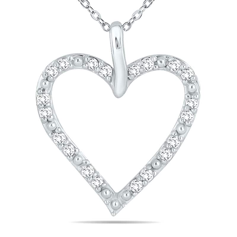 1/4 Carat TW Diamond Heart Pendant in 10K White Gold