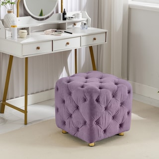 Modern Velvet Upholstered Square Tufted Ottoman by GDFStudio