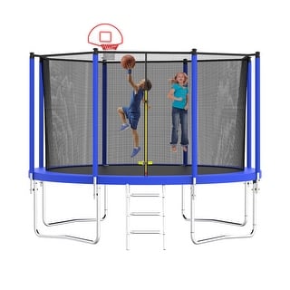 Trampoline with Basketball Hoop and Ball ,Recreational Trampolines with Safety Enclosure
