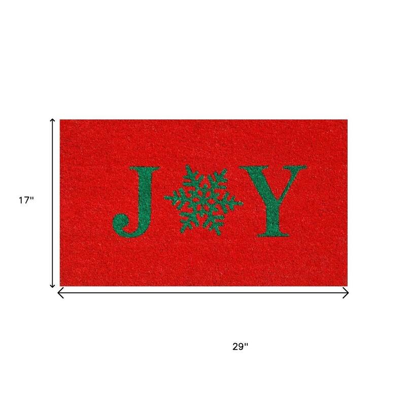 HomeRoots 17" X 29" Red And Green Christmas Outdoor Coir Door Mat - 17.00' X '29.00