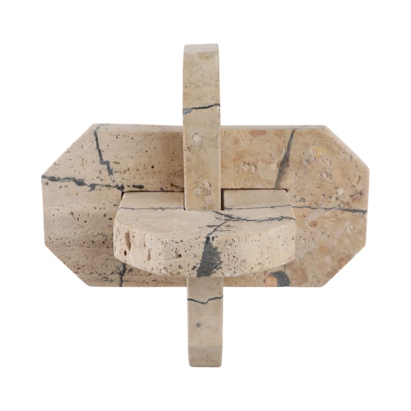 Stone Decorative Object Interlocking Geometric Sculptural Design