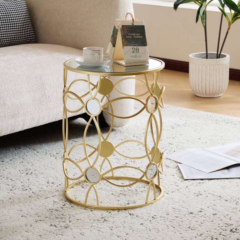 Contemporary Metallic Side Table - Slim Steel Frame With Reflective Mirror Surface‌