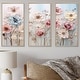 preview thumbnail 9 of 11, Designart "White And Pink Floral Wonderland" Floral Framed Wall Art Set of 3 - Traditional White Wall Art Decor 3 Pieces 36 in. W x 28 in. H - 3 Panels - Brown