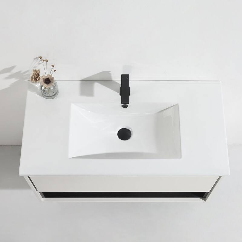24"/30"/32"/36" Floating Bathroom Vanity Set with Ceramic Sink