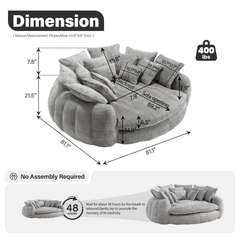 Rossetta Comfortable High Back Decorative Oversized Sofa Bed with Armrests