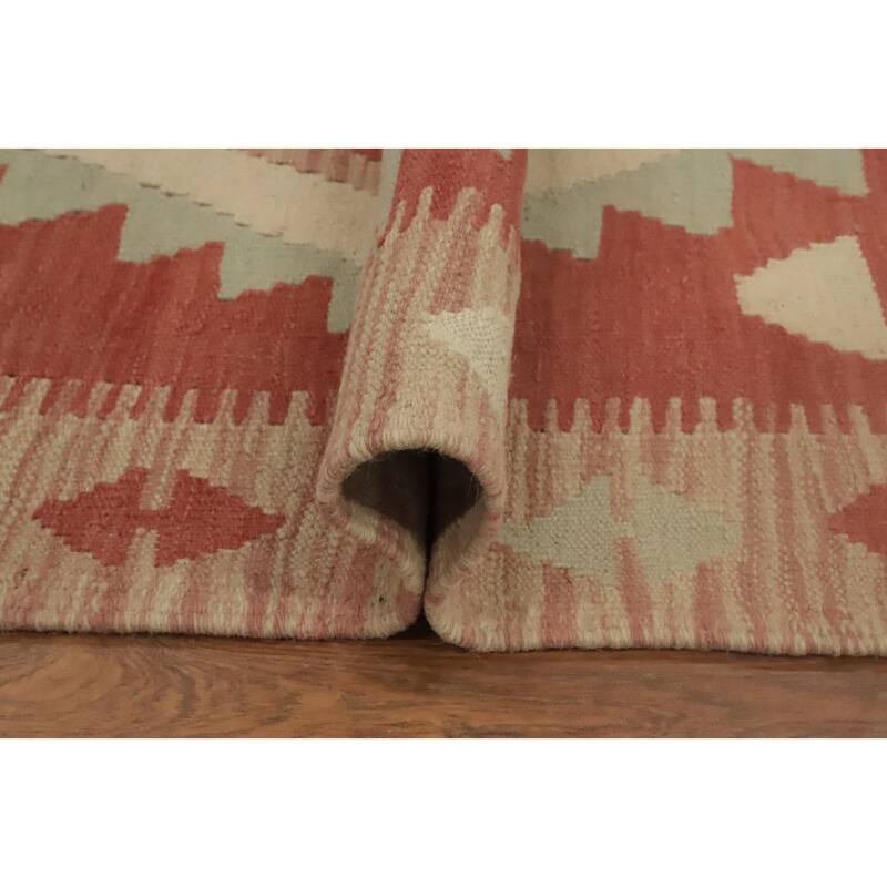 Hand Woven Oriental 100% Wool Carpet Southwestern Tribal Oranges & Rust Kilim Runner Rug - 8' 1'' X 2' 1''
