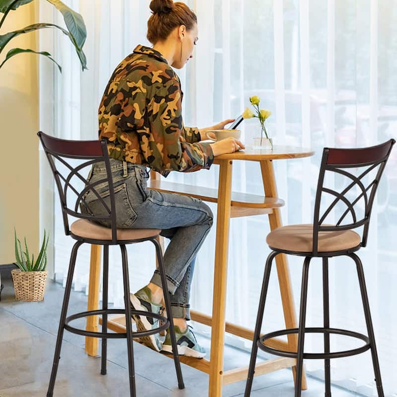 VECELO Counter Height Barstools Adjustable Bar Stools from 39.6-45.5Inch Upholstered Seat Swivel Barstool Set of 2/4/6