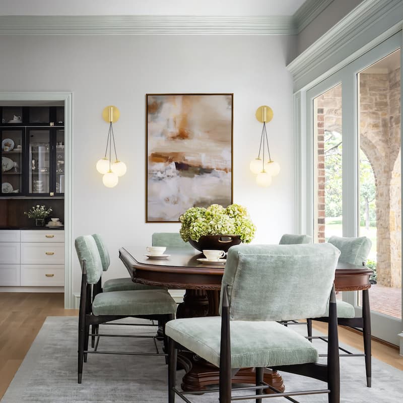 3-Light Modern Gold Metal Wall Sconce Glass Globe Shades