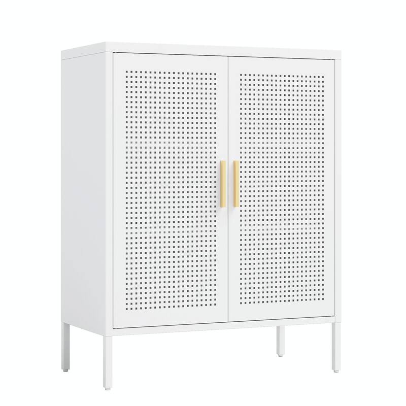 Steel Lockable Garage Storage Cabinet with 2 Doors and 2 Adjustable Shelves