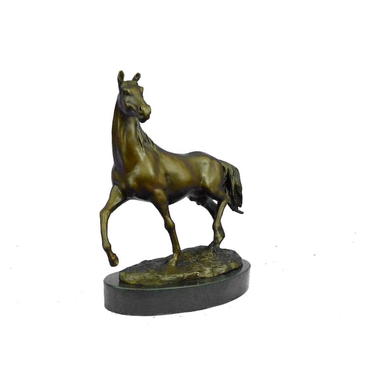 Natural Free Arabian Horse Barn Racing Race Sculpture Marble Base Figurine Statu