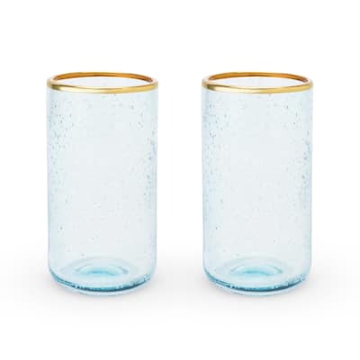 Aqua Bubble Glass Tumbler Set by Twine - 6.2" x 3.2"