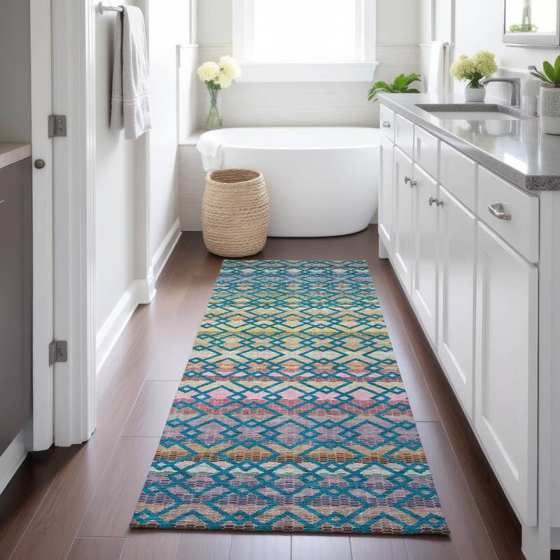 Machine Washable Indoor/ Outdoor Cabo Stripe Chantille Rug