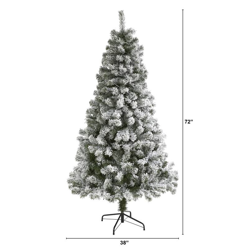 6ft. Flocked Fir Artificial Christmas Tree - Elegant Winter Wonderland Holiday X-Mas Display