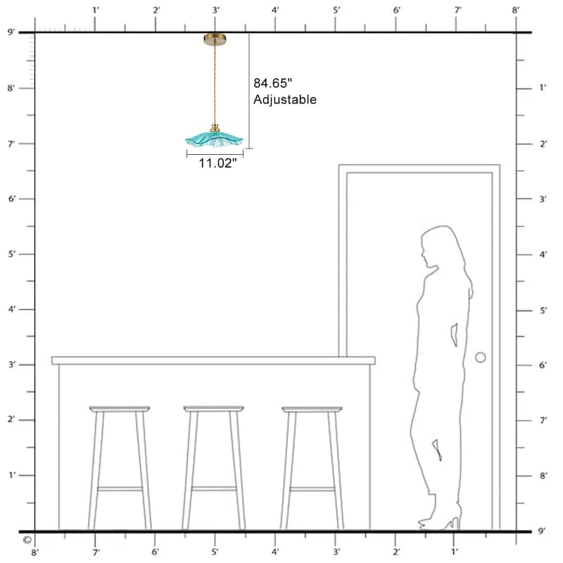 11" Flower-Shaped Red & White Gradient Glass Pendant Light Modern - Dia.11.02-in