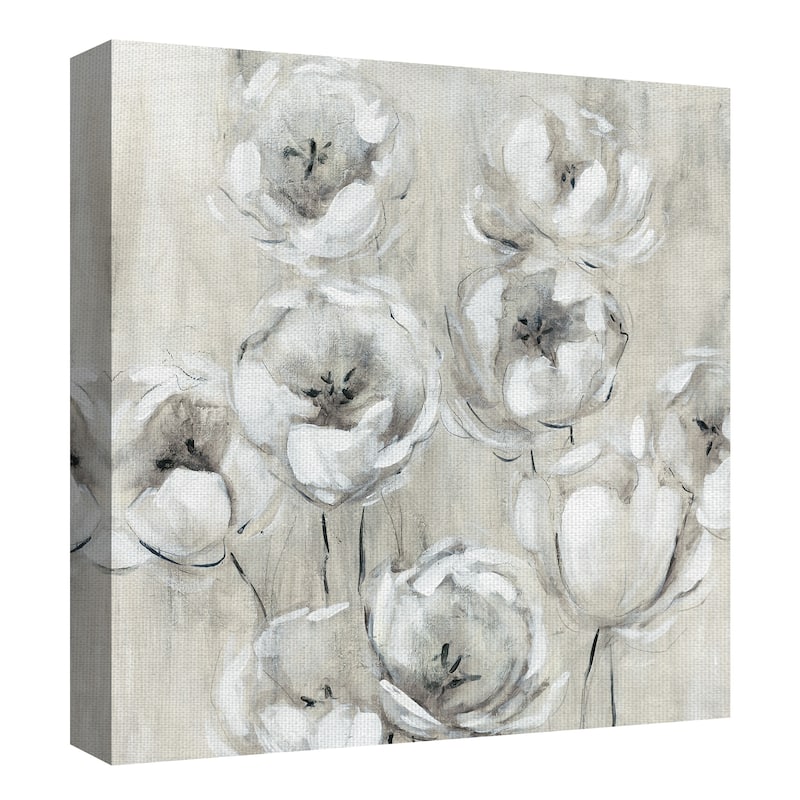Sketchy Tulips White by Galaxy of Graphics Canvas Art Print