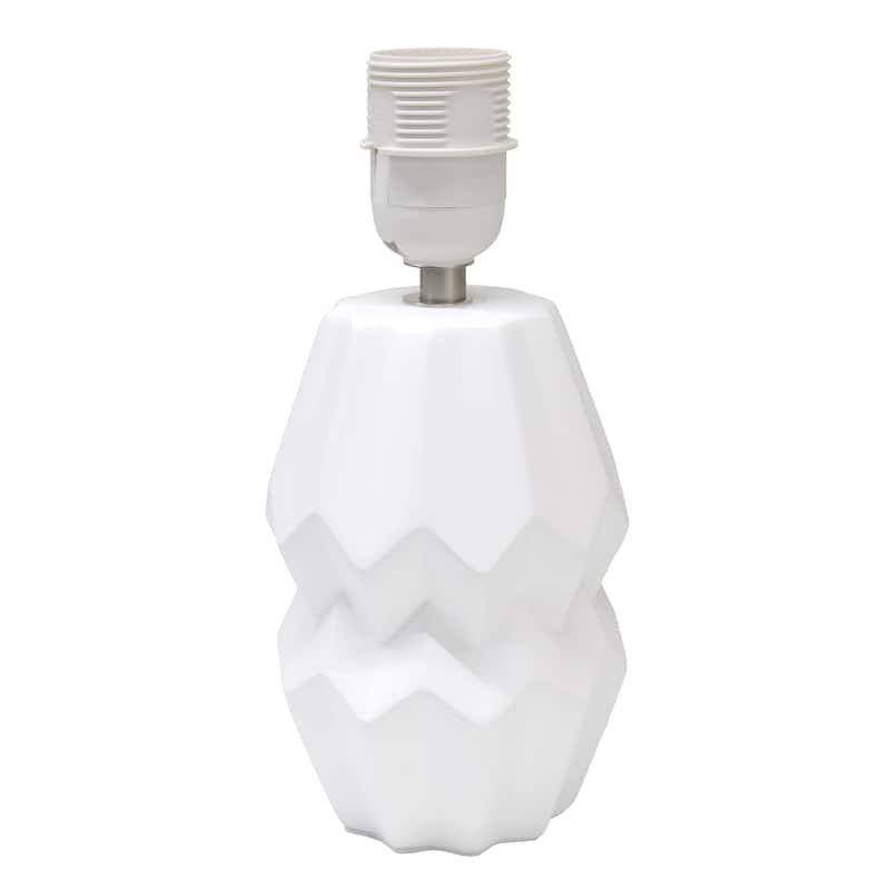 Ceramic Geometric Table Lamp with Fabric Shade for Bedroom - 6 x 6 x 13 in. (L x W x H)