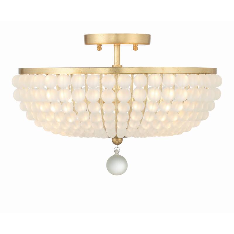 Bella 3 Light Antique Gold Ceiling Mount - 15.75"W x 10.25"H