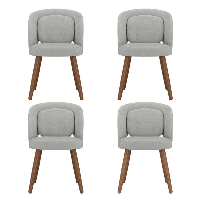 Upholstered Dining Chairs with Back Set of 2/4/6，Linen Dining Room Chairs with Lumbar Pillow for Dining Room, Beige