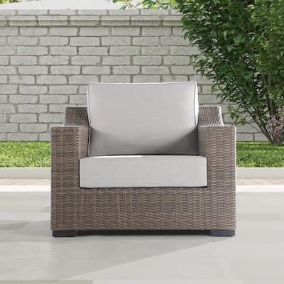Manhattan Rustic Wicker Rattan Lounge Arm Chair, Beige