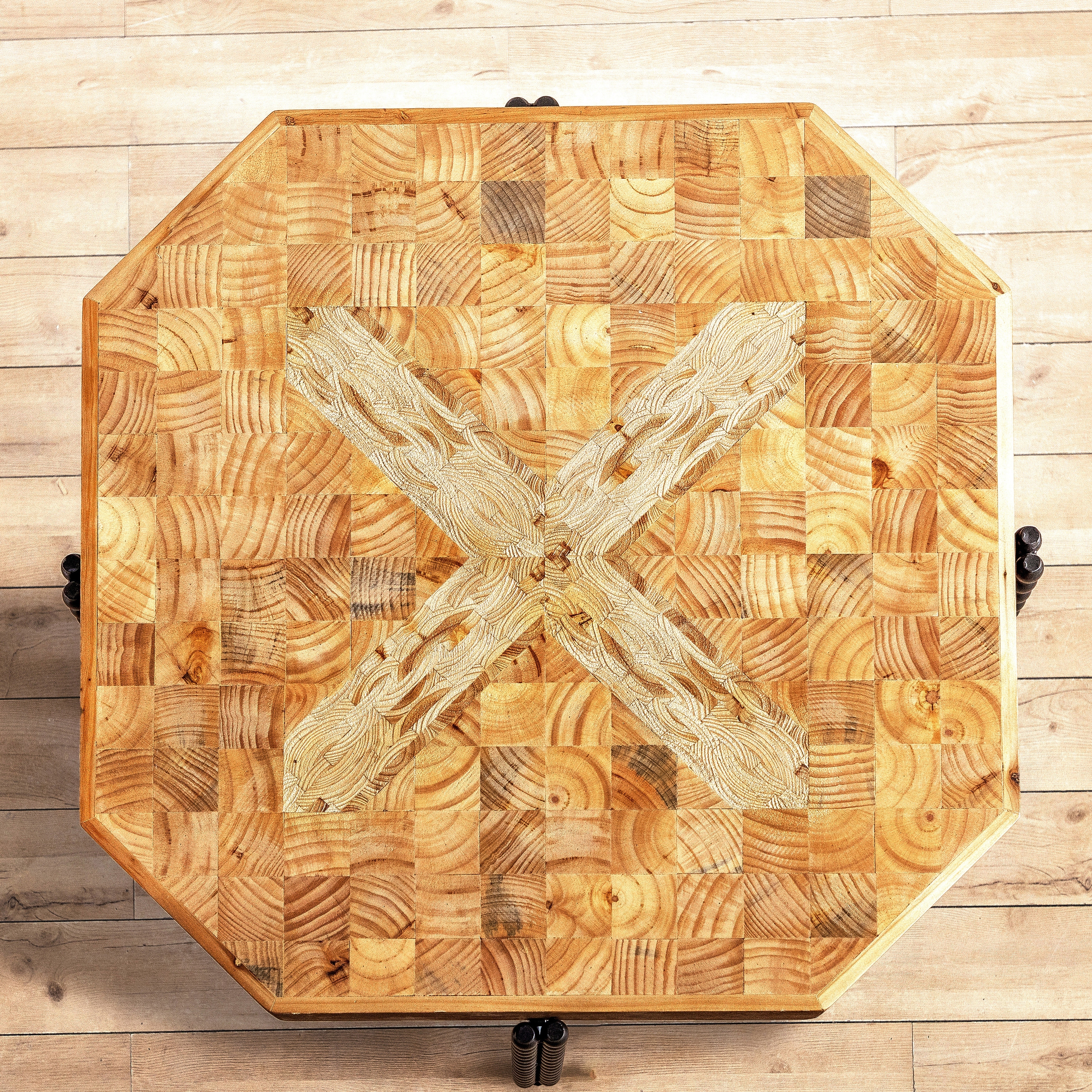 Octagon wood store coffee table