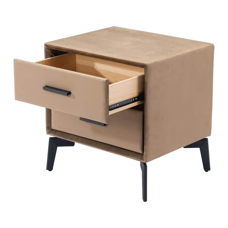 20-Inch Velvet Wood and Steel End Table with Two Drawers - 16" x 20" x 19.7"