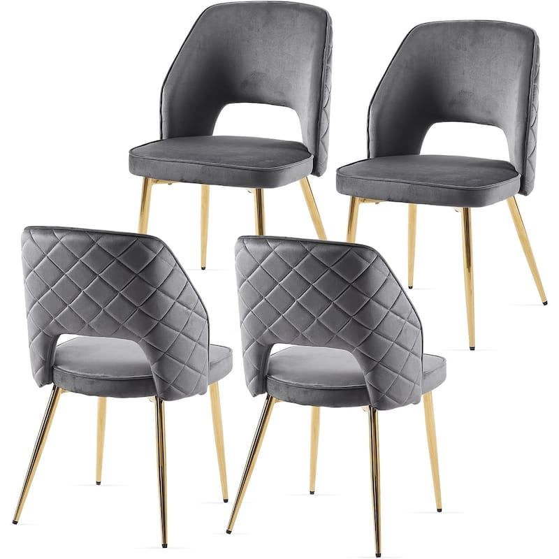 Howtai Upholstered Home Chair Hollow-Back Set of 4 - Grey