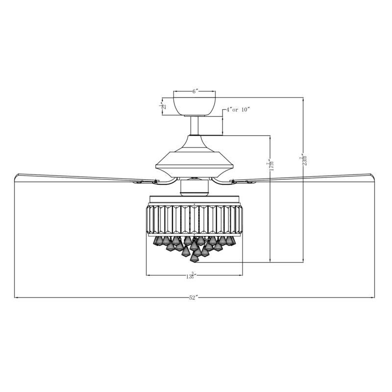 Modern 52-inch Wood 5-Blade Crystal LED Ceiling Fan with Remote - 52-in