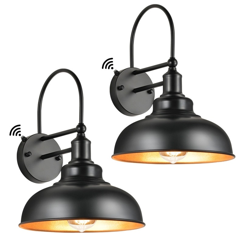 Farmhouse Gooseneck Outdoor Wall Lights - Dusk to Dawn Waterproof Set of Two for Porch & Garage(No bulbs)