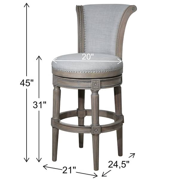 dimension image slide 1 of 2, Copper Grove Rijssen Swivel Bar-Height Stool with High Seat Back