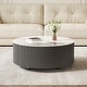preview thumbnail 16 of 24, Modern Round Movable Coffee Table with Casters, 2 Drawers,Marble Pattern Sintered Stone Top
