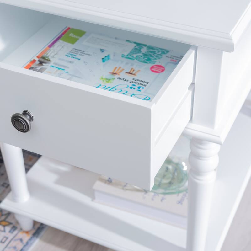 Linon Jowin Classic Wood Side Table with Storage