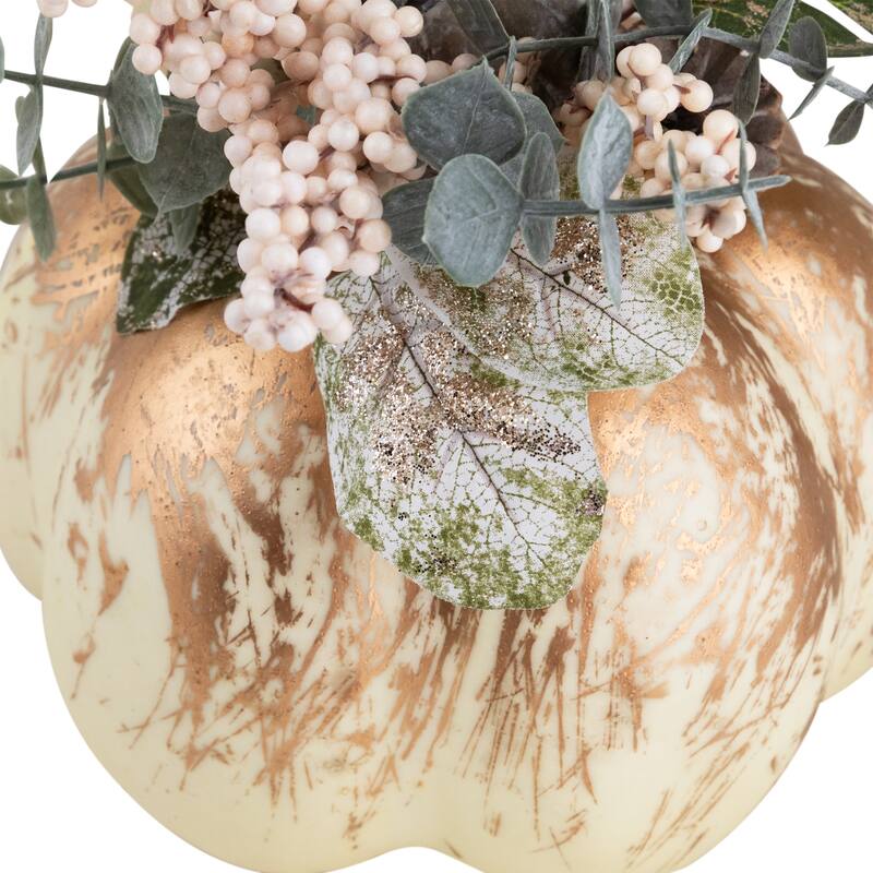 Mini Pumpkins and Berries Glittered Fall Harvest Decoration - 9"