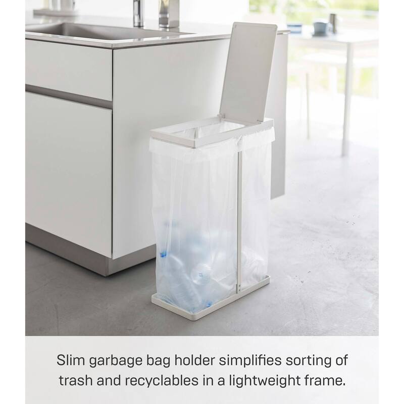 Yamazaki Home Lidded Garbage Bag Holder, Steel, 12, Lid