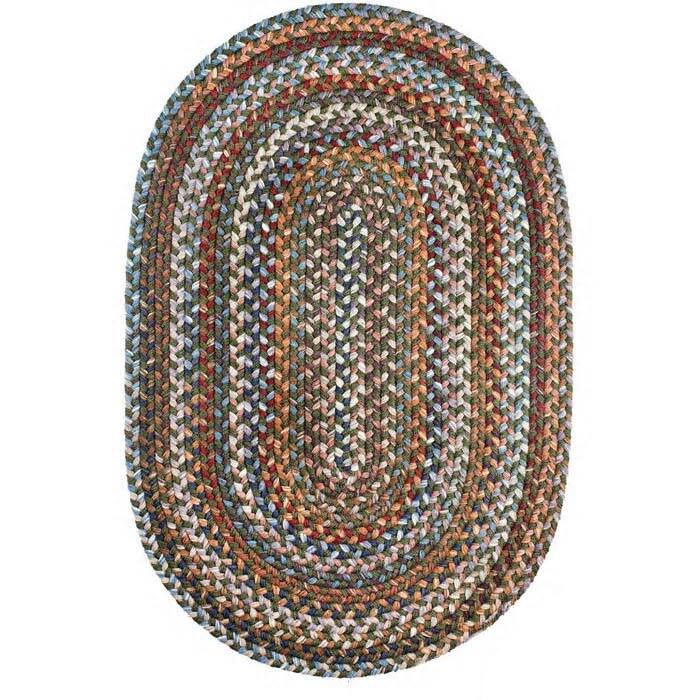 Rhody Rug Augusta Space-dye Wool Braided Rug - Greengrass - 10' x 13' Oval