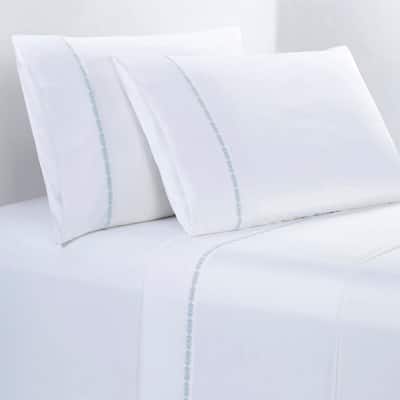 HiEnd Accents 350TC Laurel Embroidered Border Sheet Set, 4PC