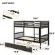 preview thumbnail 6 of 4, Espresso Twin Over Twin Solid Wood Bunk Beds with Trundle, Safety Rail, Ladder, and Guardrails, Converts to 2 Beds