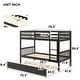 preview thumbnail 6 of 4, Espresso Twin over Twin Solid Wood Bunk Beds with Trundle, Safety Rail and Ladder, Can Be Converted into 2 Beds
