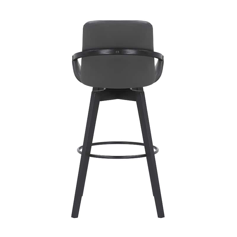 Baylor Mid-Century Swivel Bar Stool, Upholstered Counter Height Chair with Wood Frame