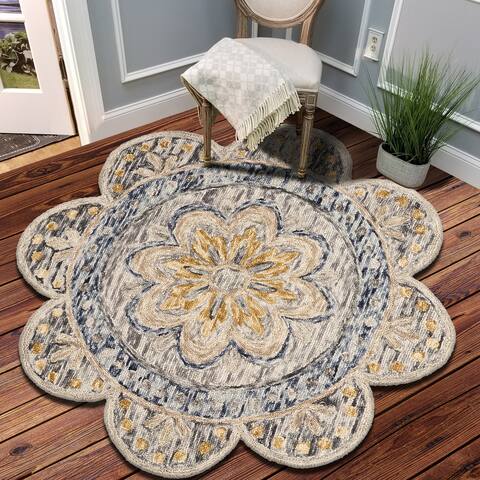 LR Home Hand-tufted Dazzle Grey Wool Area Rug