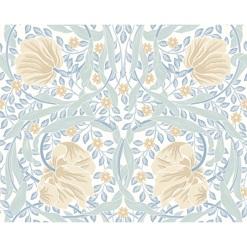 Brewster Origin Murals Flower Circle Light Blue Wall Mural - N/A