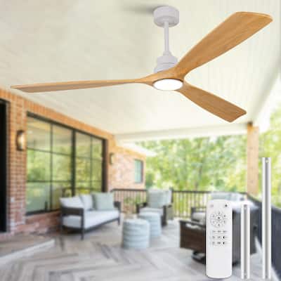 72 Inch Modern Ceiling Fan With 3 Color Dimmable 3 Solide Wood Blades Remote Control Reversible DC Motor With Led Light