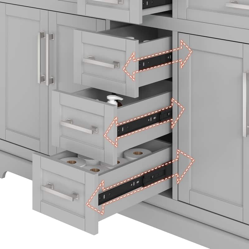36/48/60 in. Bathroom Vanity in Wood with Ceramic Undermount Sink, Vanity with soft close Drawers