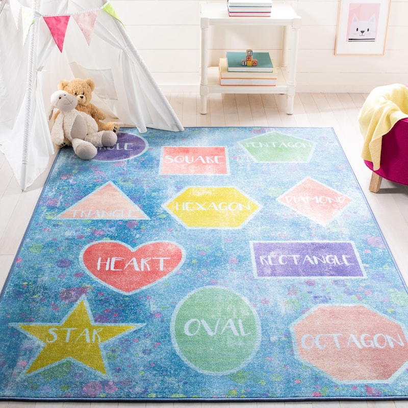 SAFAVIEH Kids Playhouse Machine Washable Slip Resistant Mirbana Neighborhood Road Rug - 7'9" x 10' - Blue/Pink - Rectangle